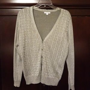 New York  & Co silver shimmery cardigan Large